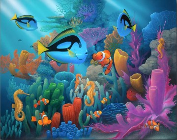  amis peinture à l’huile - Amis de la mer Monde sous marin
